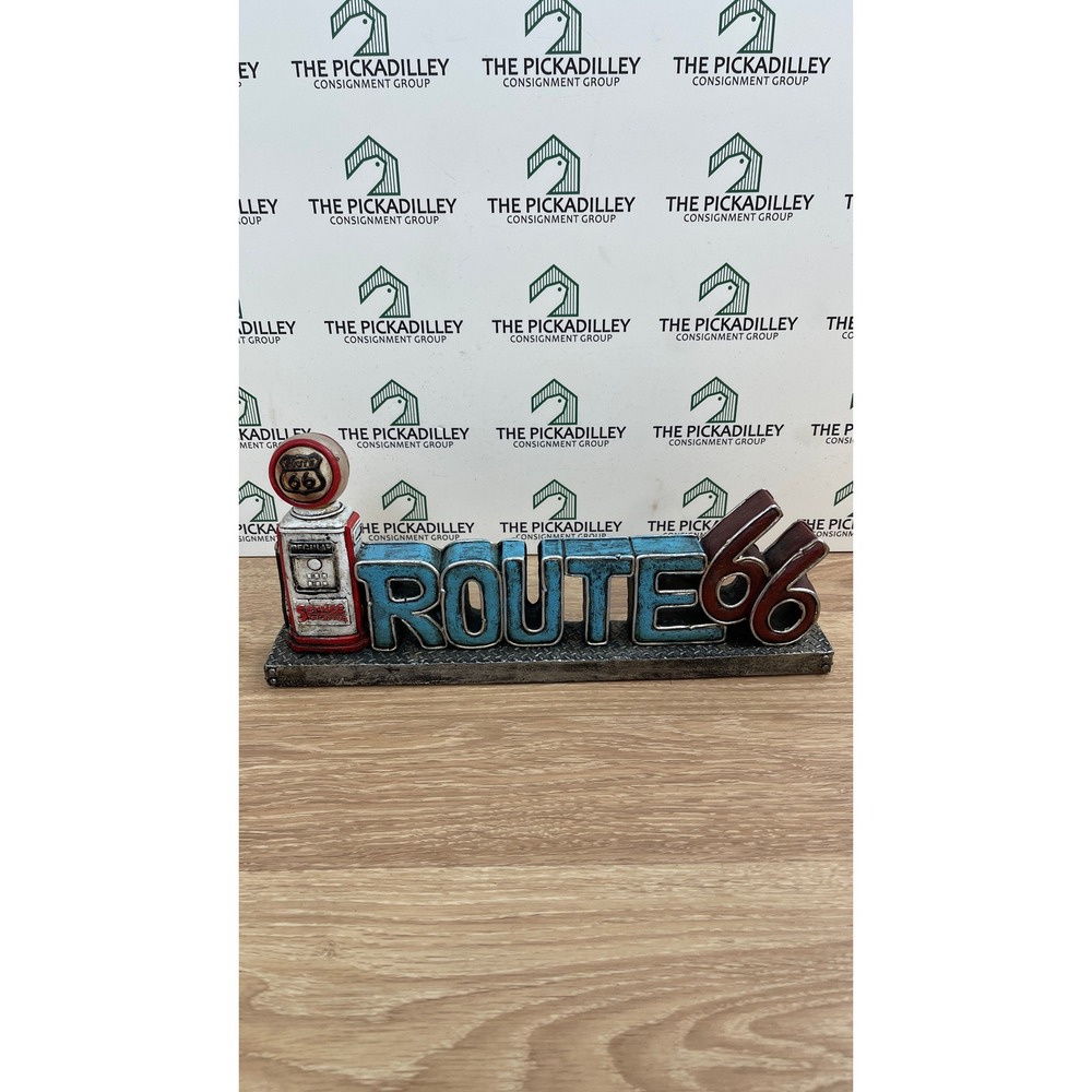 Route 66 Light Up Gas Pump Decorative Shelf Sitter Vintage Americana Decor Teal